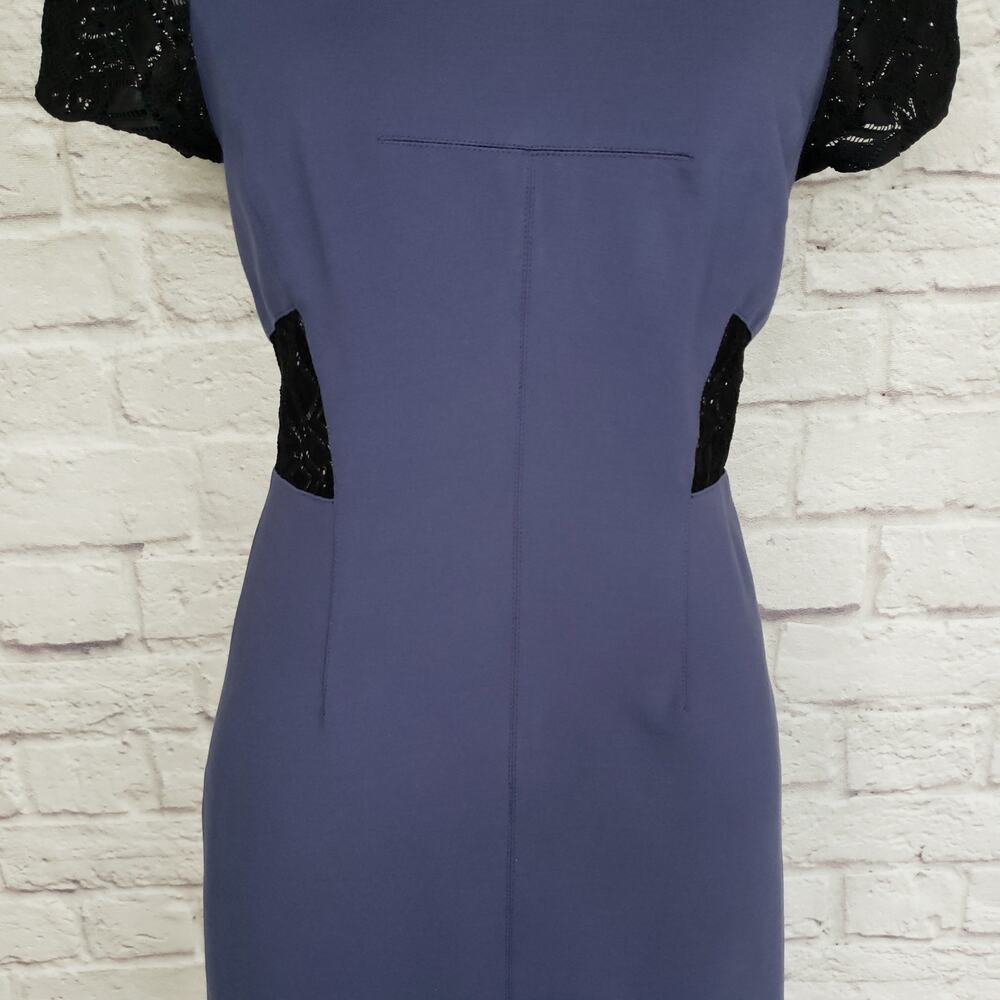 Rebecca Taylor Blue Harbour Ponte Knit Sheath Dress Black Lace Detail Sz 2 - Picture 15 of 16